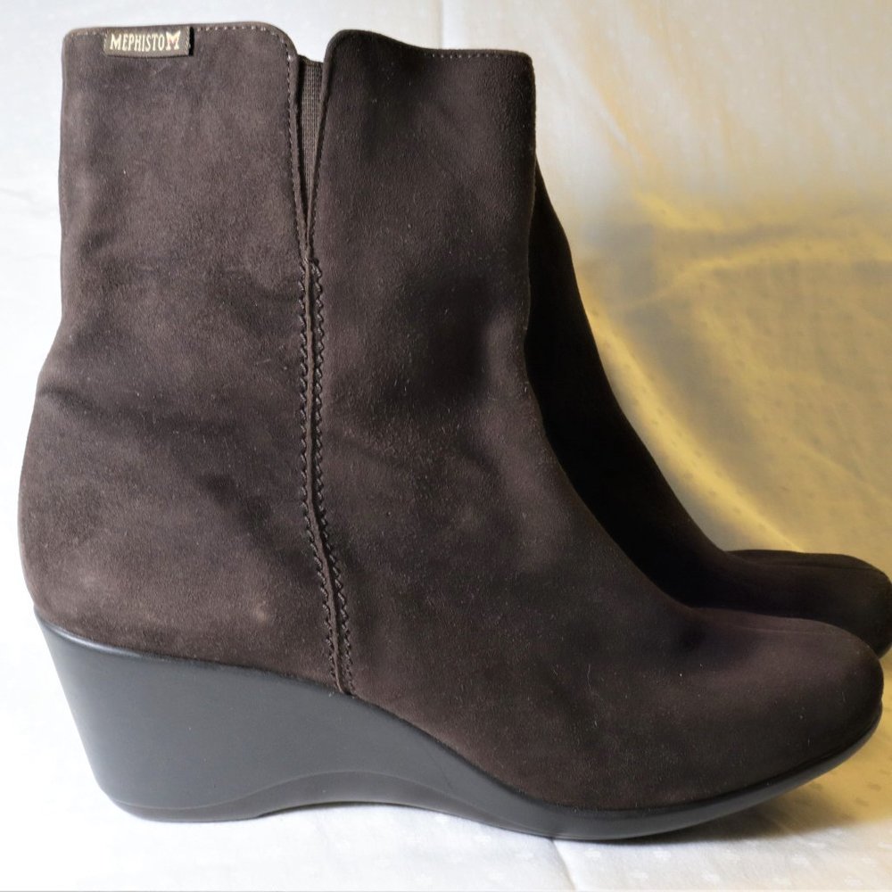 MEPHISTO DARK BROWN SUEDE ANKLE BOOTS SIZE 7.5